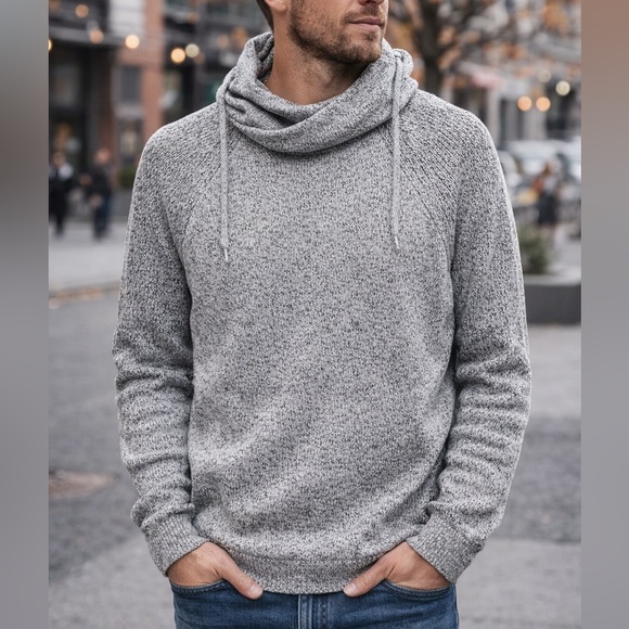 Express Other - Express Gray Marled Cowl Neck Sweater Men’s Medium